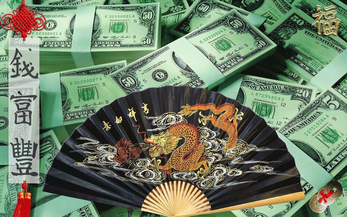 中国扇子作为吸引金钱的护身符